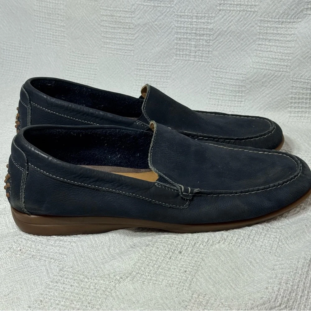 New Johnston & Murphy Men’s Dark Navy‎ Blue Nubuck Driver Loafers Sheepskin 10.5